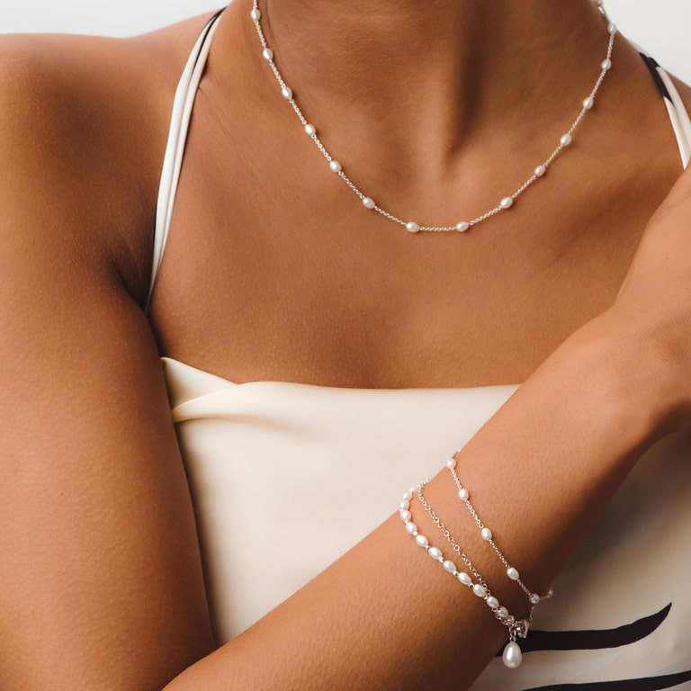 Pearl Biography Chain Necklace in Sterling Silver | Astley Clarke