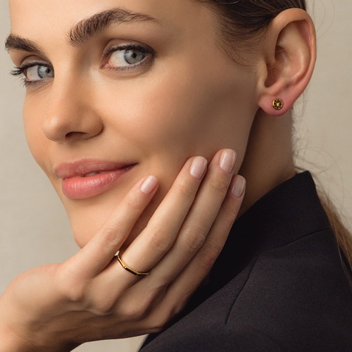 Mini Celestial Dial Stud Earrings in Yellow Gold Vermeil
