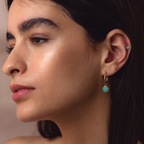 Stilla Amazonite Drop Hoop Earrings