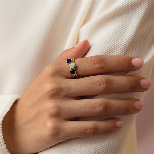 Gold Stilla Mini Black Onyx Ring 