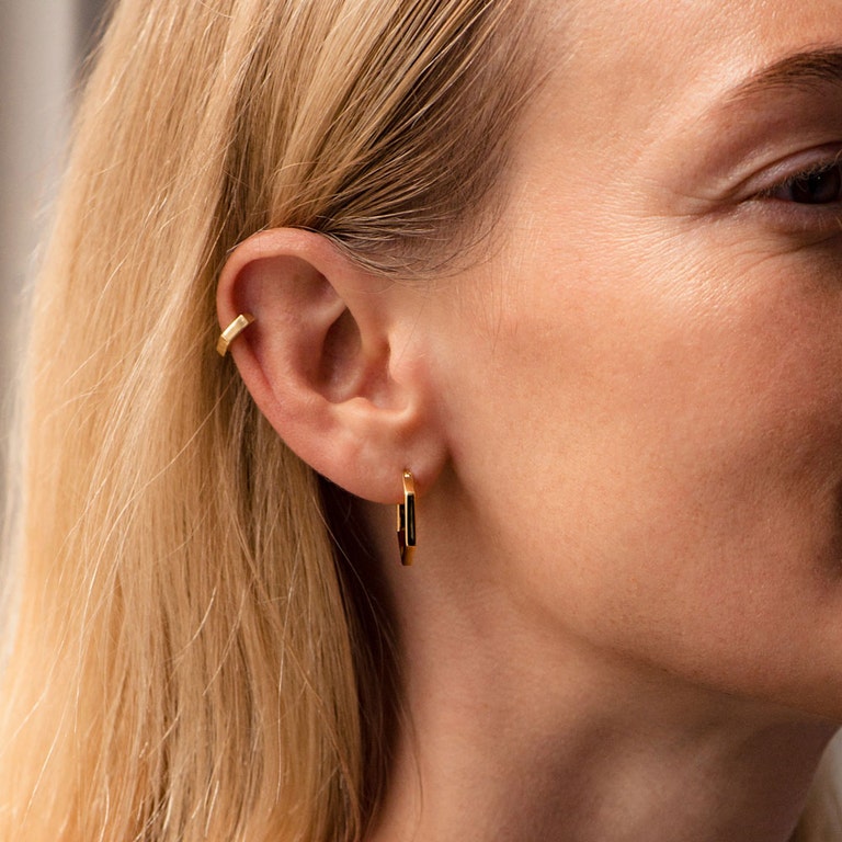 Huggie Deco Hoop Earrings