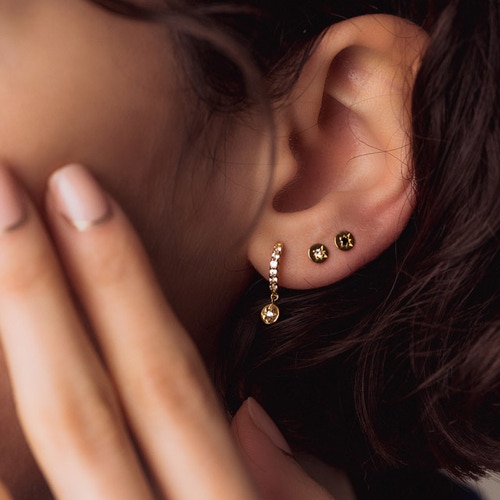 Gold Polaris White Sapphire Stud Earrings
