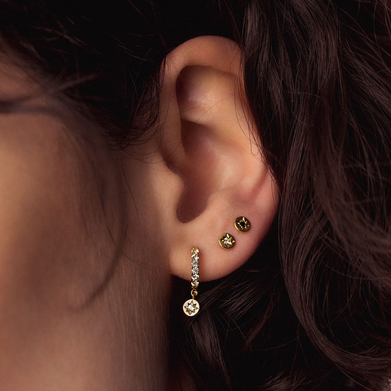 Polaris White Sapphire Stud Earrings in Yellow Gold Vermeil | Yellow Gold Vermeil | Astley Clarke London
