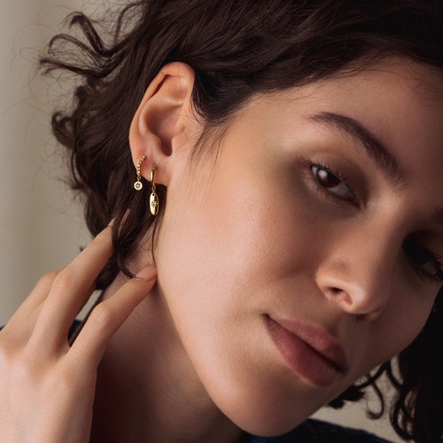 Polaris Star Set Oval Drop Earrings in Yellow Gold Vermeil