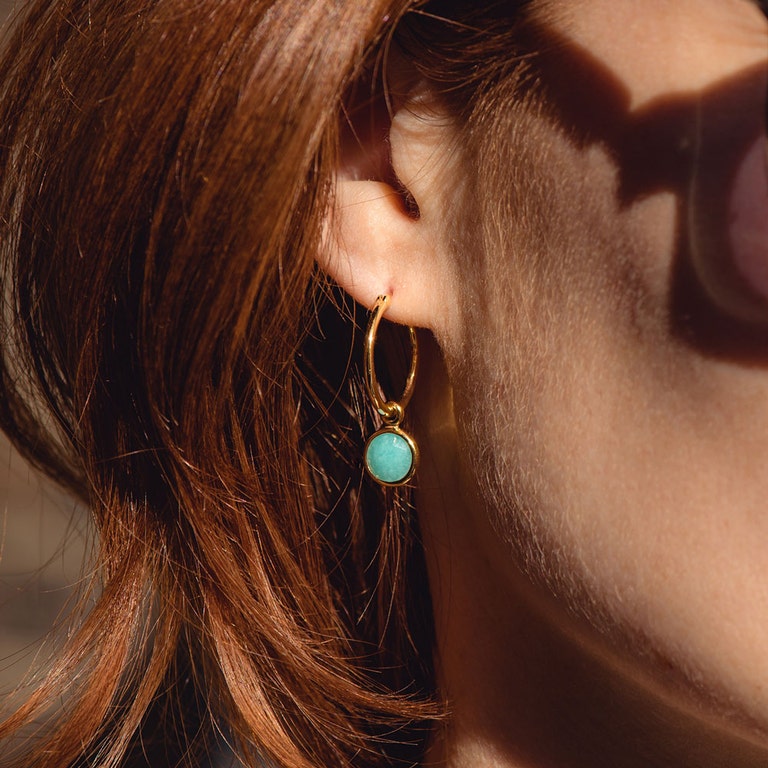 Stilla Amazonite Drop Hoop Earrings