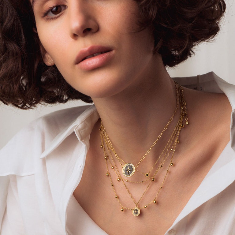 Gold Polaris Black Spinel Star Set Pendant Necklace