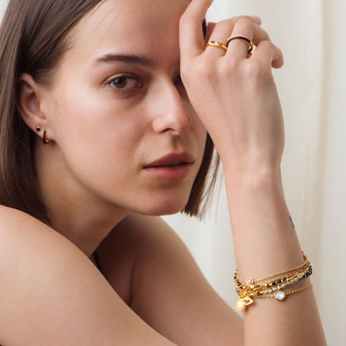 Deco Moonstone Bracelet in Yellow Gold Vermeil