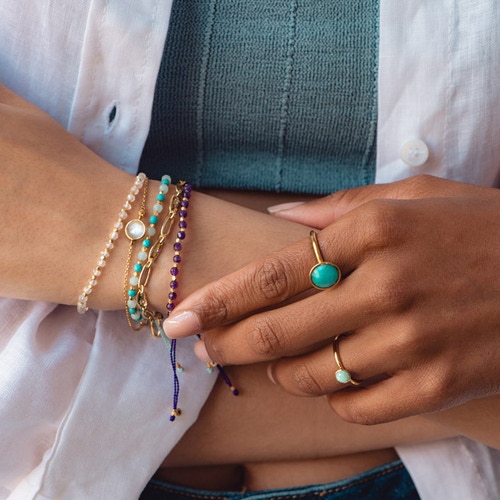 Gold Stilla Mini Amazonite Ring 