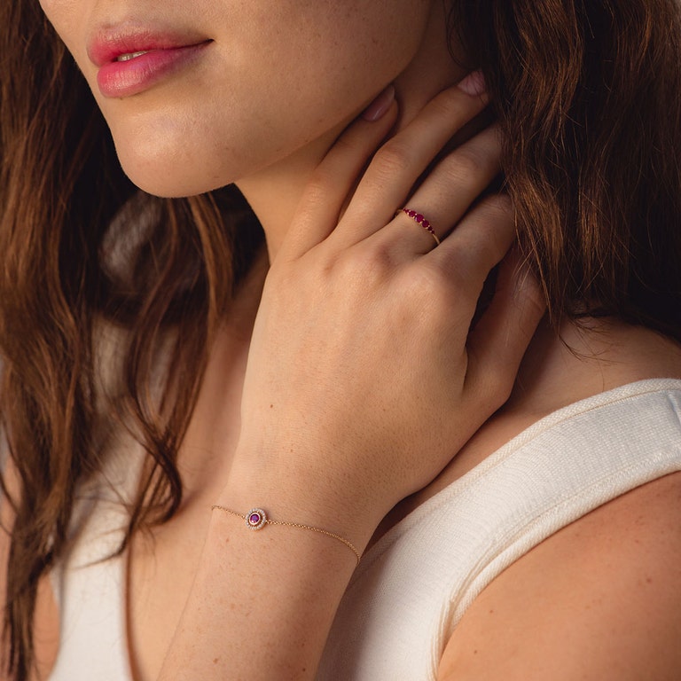 Solid Gold Icon Aura Ruby Natural Diamond Bracelet