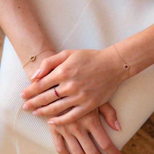 Solid Gold Icon Aura Ruby Natural Diamond Bracelet