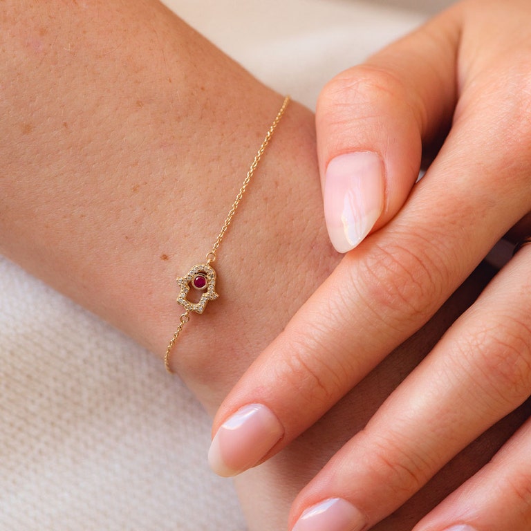 Solid Gold Icon Aura Hamsa Bracelet