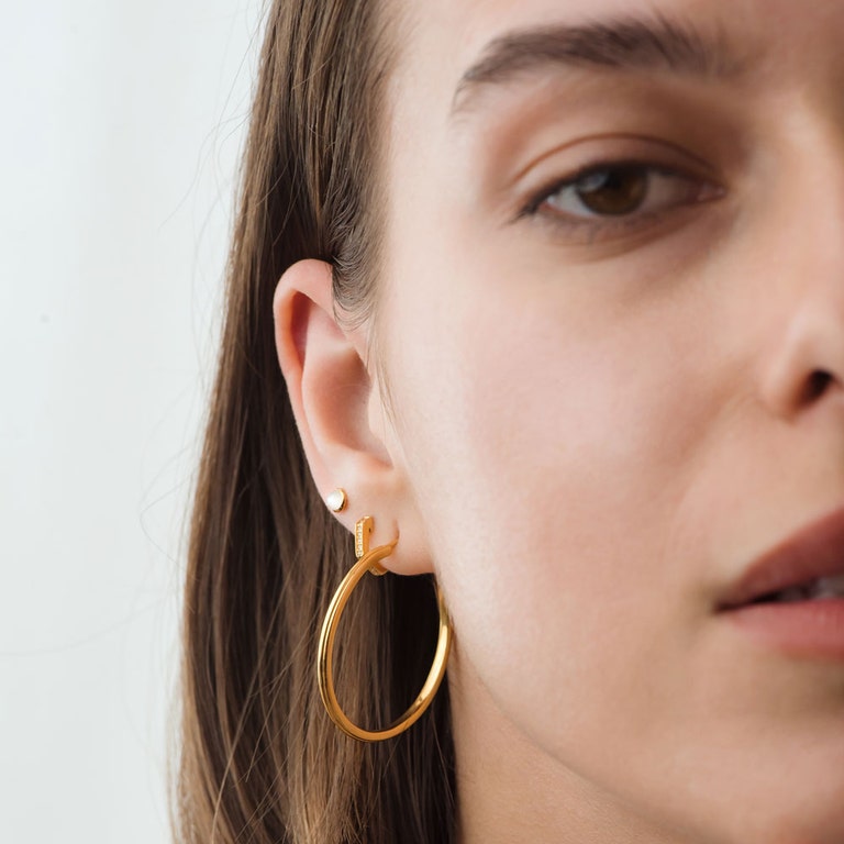 Gold Stilla Mini Moonstone Stud Earrings 