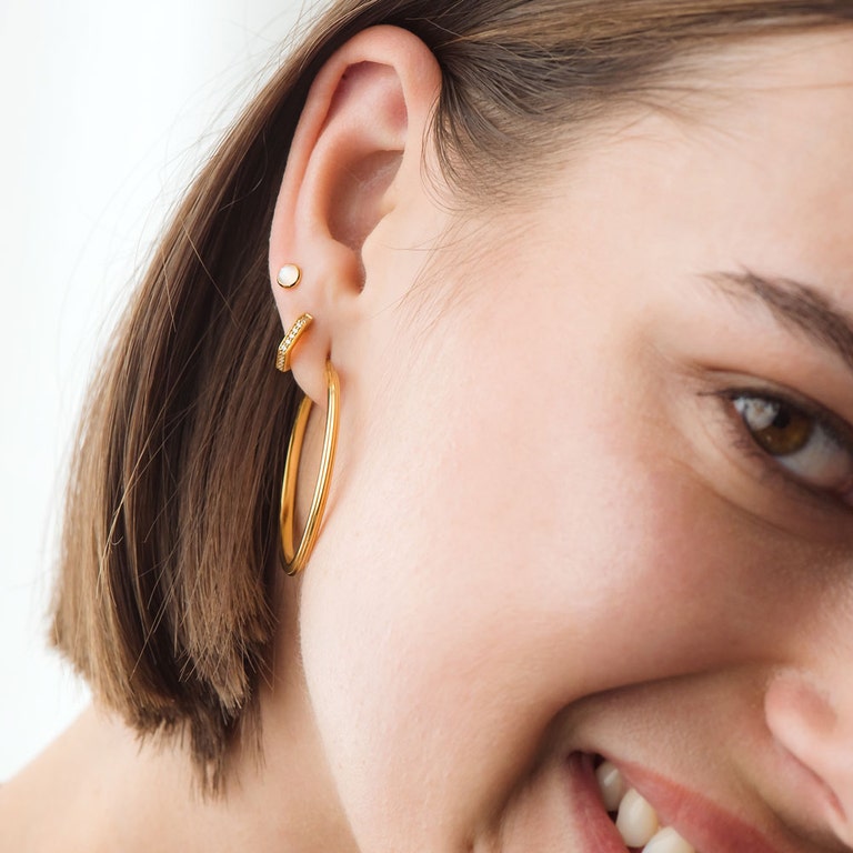Gold Stilla Mini Moonstone Stud Earrings 