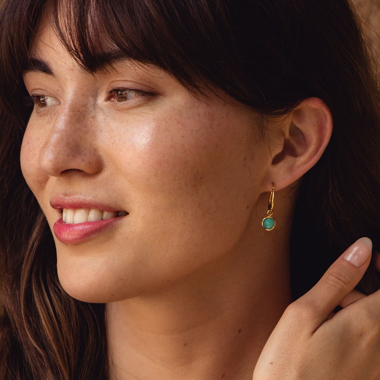 Stilla Amazonite Drop Hoop Earrings