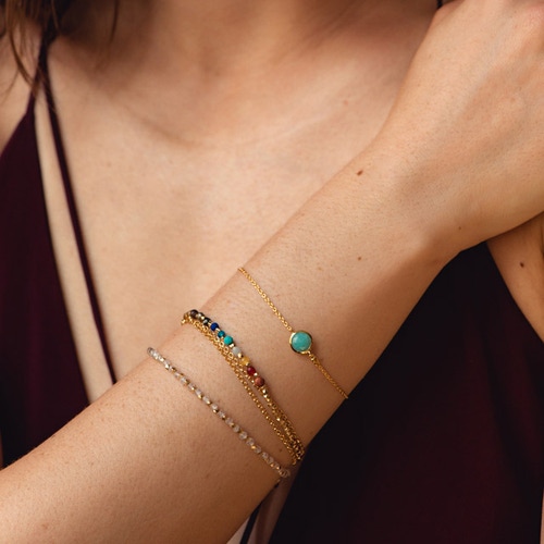 Mini Round Amazonite Stilla Bracelet in Yellow Gold Vermeil