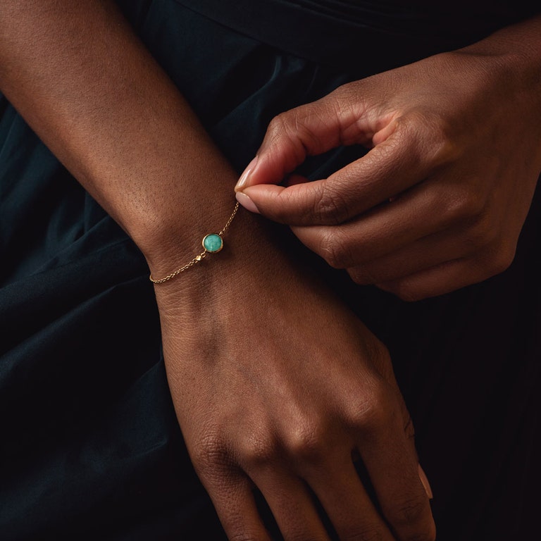 Mini Round Amazonite Stilla Bracelet in Yellow Gold Vermeil
