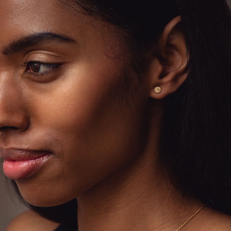 Gold Celestial Tiny Cosmos Stud Earrings