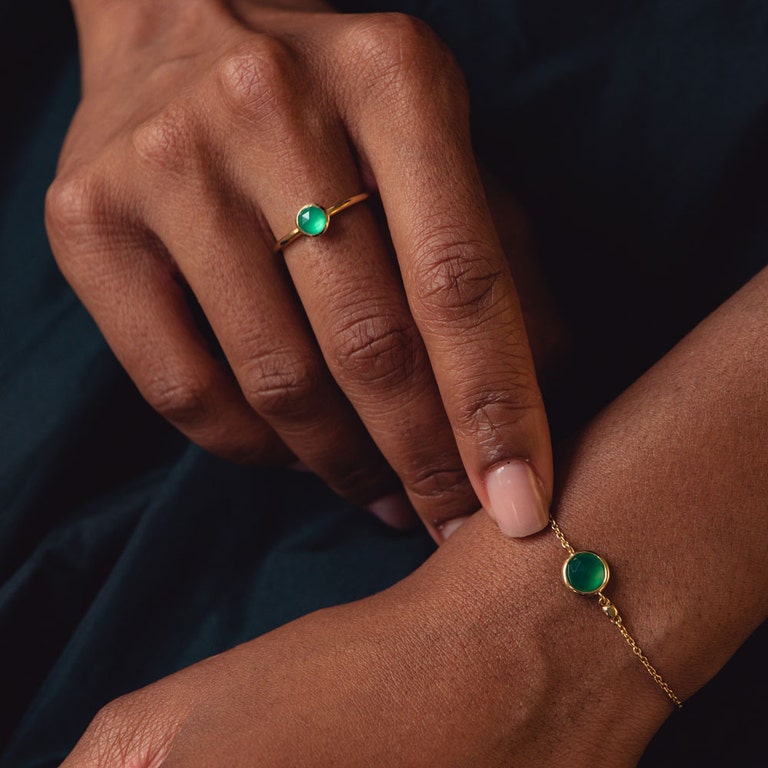 Gold Stilla Green Onyx Bracelet Necklace