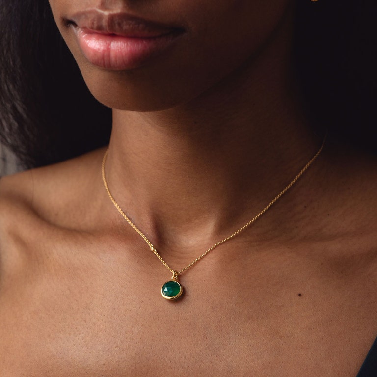 Gold Stilla Green Onyx Pendant Necklace