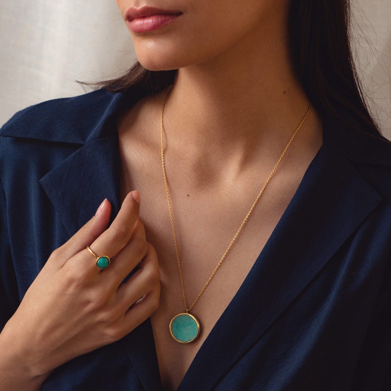 Large Stilla Amazonite Locket Necklace