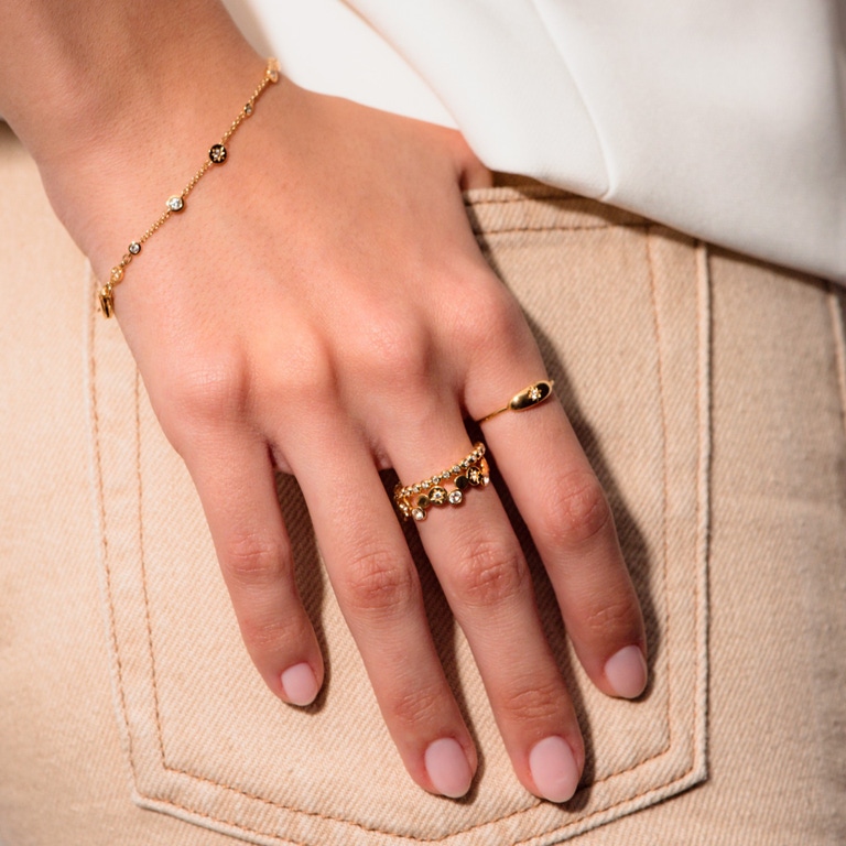 Gold Polaris North Star White Sapphire Station Bracelet