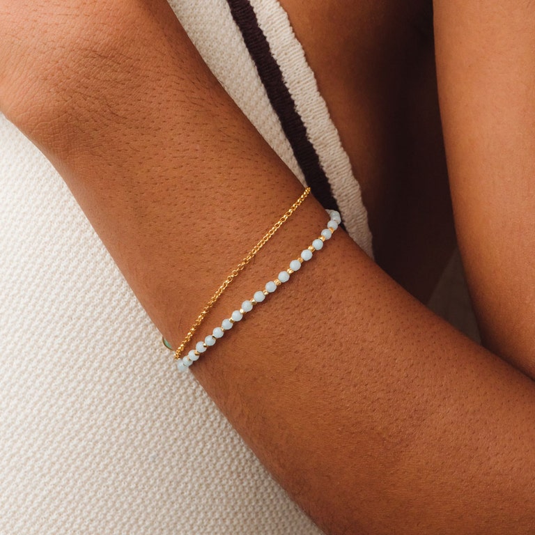 Gold Biography Amazonite Charm Bracelet