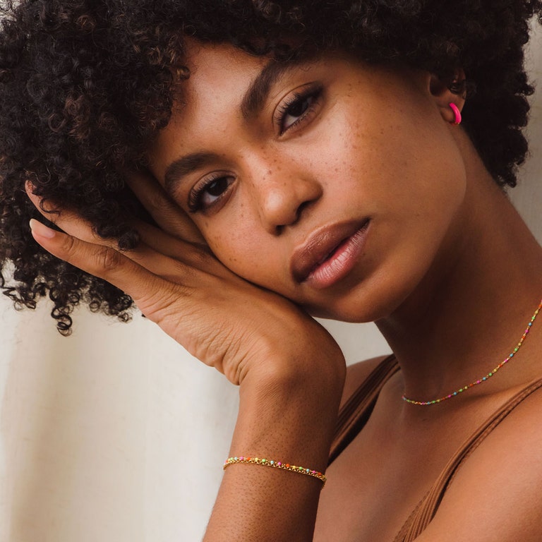Biography Neon Enamel Choker in Yellow Gold Vermeil