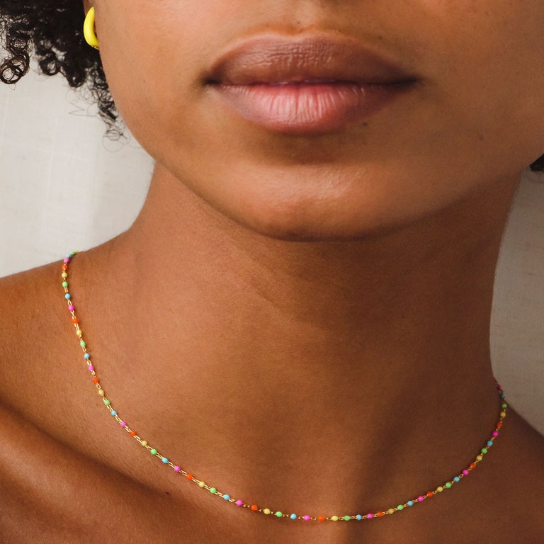 Biography Neon Enamel Choker in Yellow Gold Vermeil