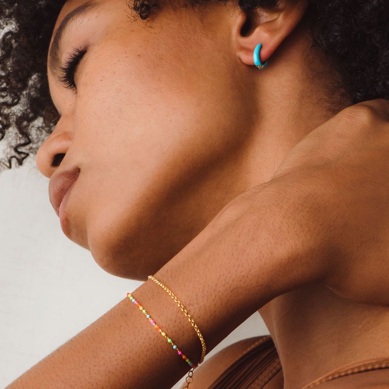 Gold Biography Neon Enamel Bracelet