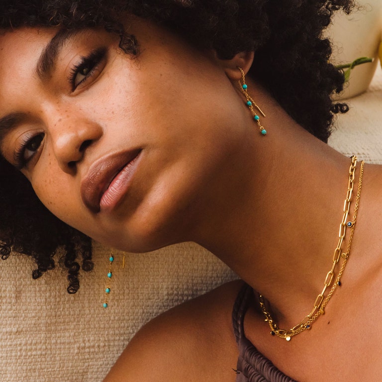 Single Adorned Lapis Biography Necklace in Yellow Gold Vermeil