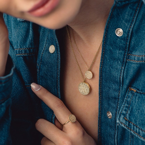 Solid Gold Icon Large Natural Diamond Locket Necklace