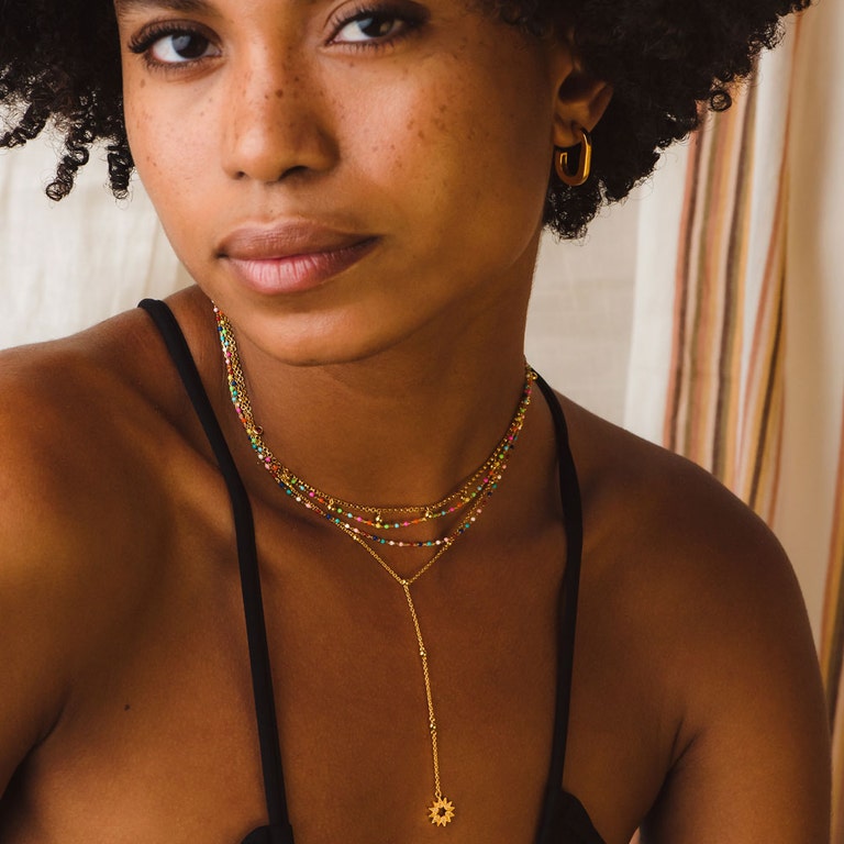 Biography Neon Enamel Choker in Yellow Gold Vermeil