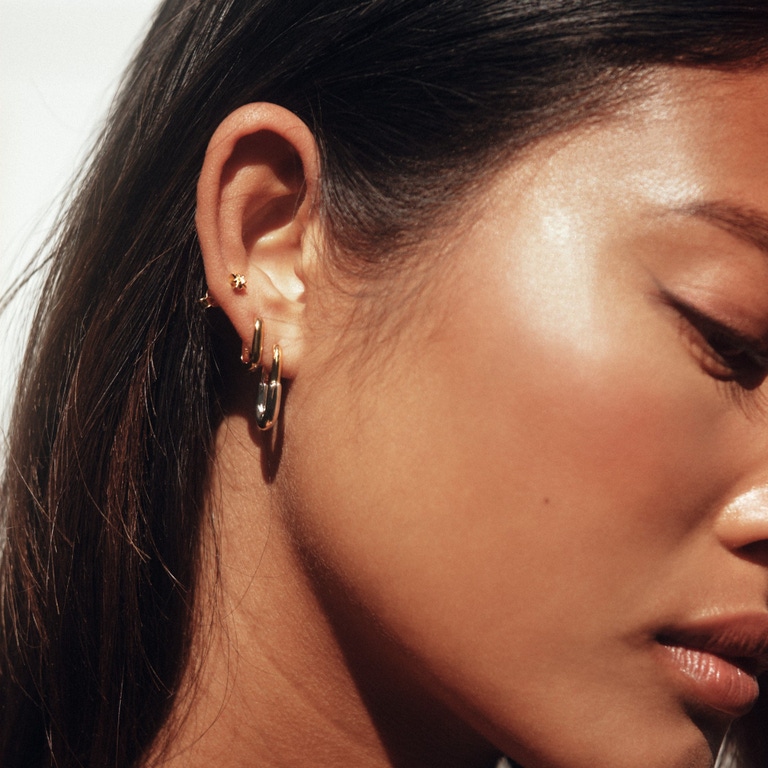 Gold and Silver Aurora U-Shape Hoop Earrings