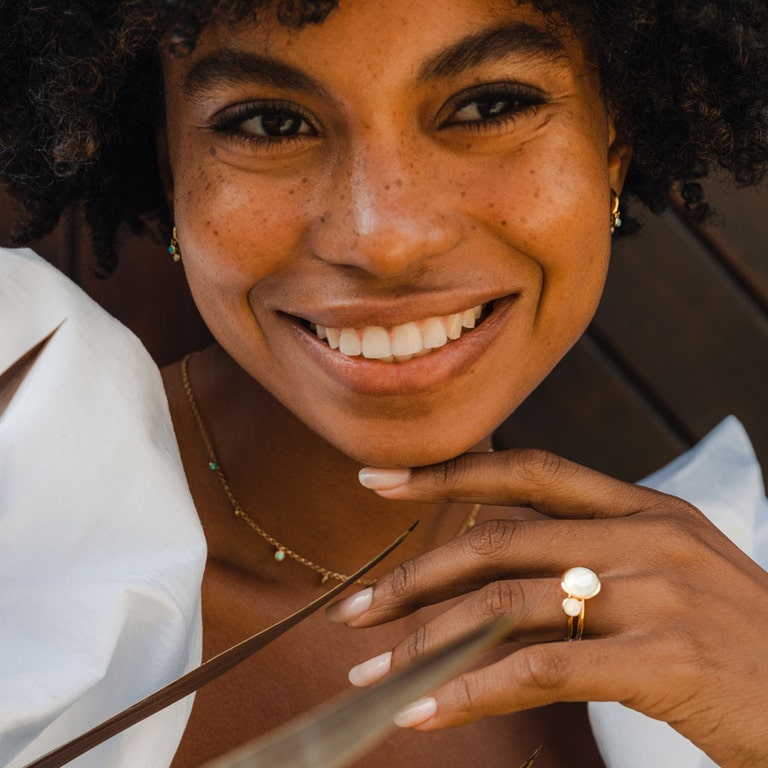 Gold Stilla Mini Moonstone Ring 