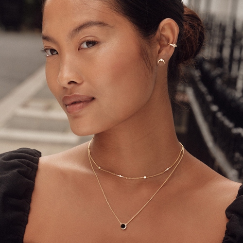 Gold Luna Black Onyx Pendant