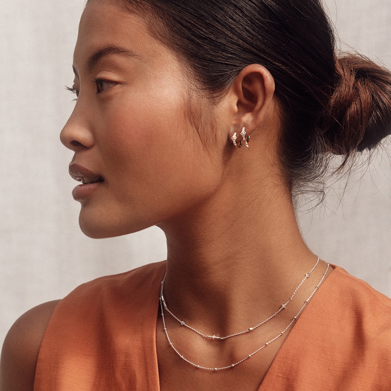 Silver Luna Light Huggie Earrings