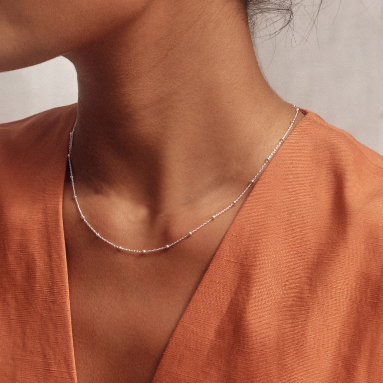Silver Aurora Station Necklace