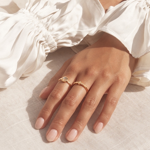 Gold Luna Labradorite Ring