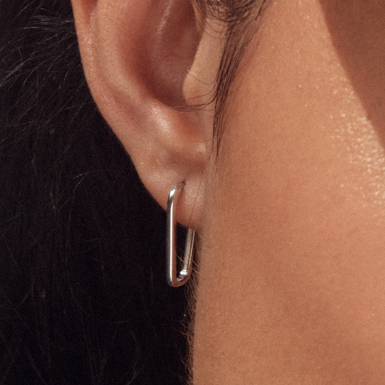 Silver Celestial Tapered Hoop Earrings