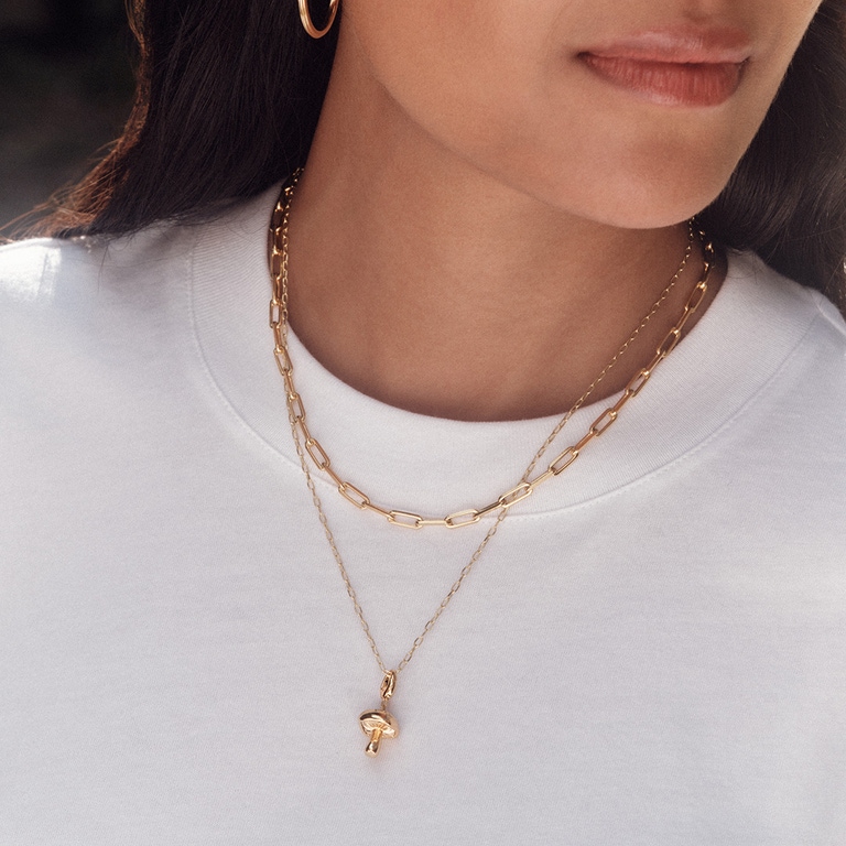 Gold Biography Mushroom Charm