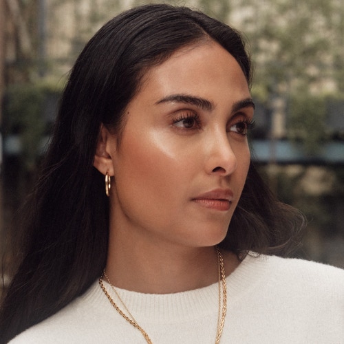 Gold Celestial Linia Medium Hoop Earrings