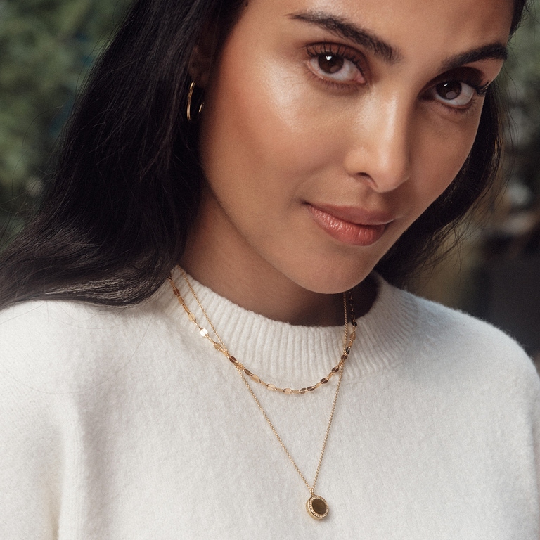 Gold Biography Cosmos Locket Necklace