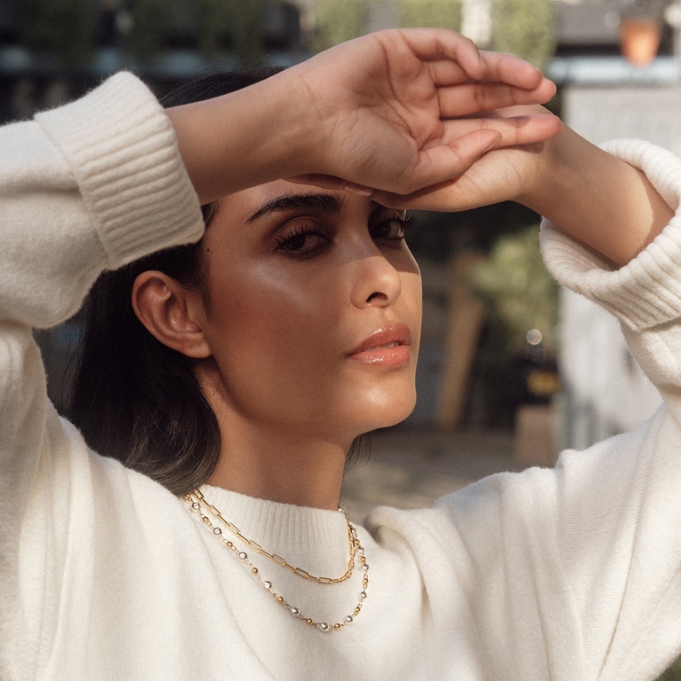 Gold Celestial Square Link Necklace