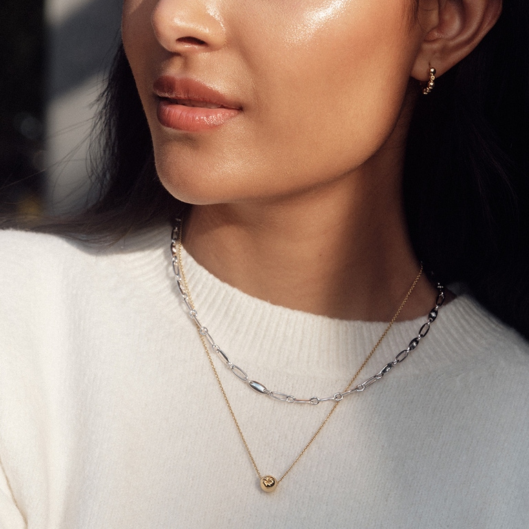 Silver Celestial Orbit Chain Necklace