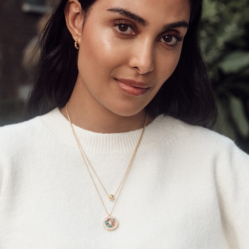 Gold Large Polaris Copper Turqouise Locket Necklace