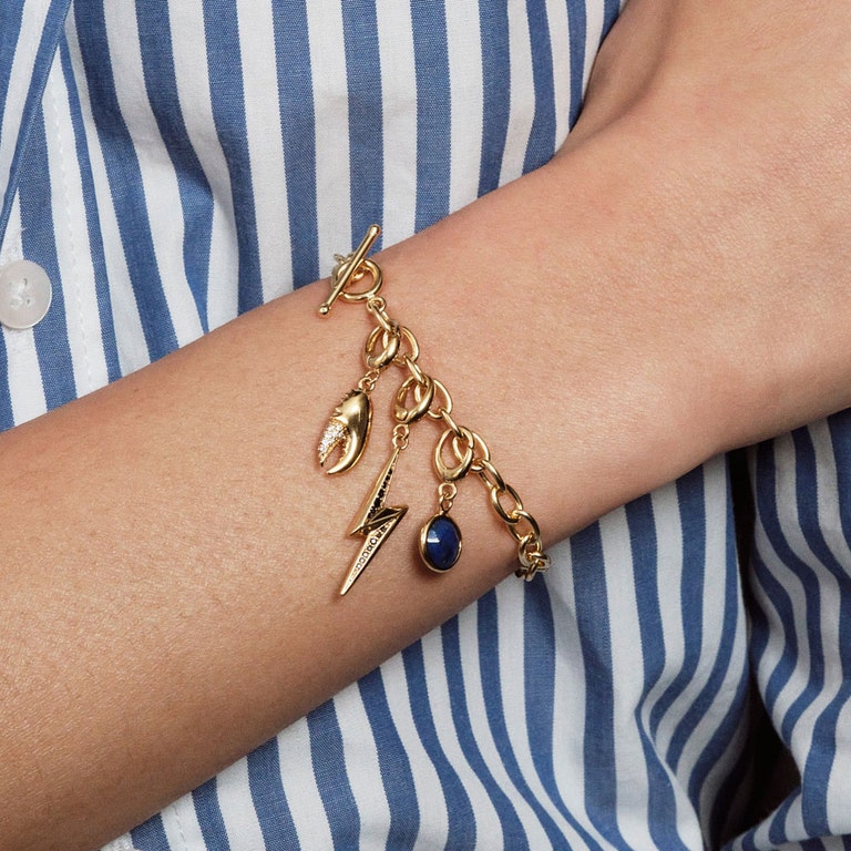 Gold Biography Lapis Charm