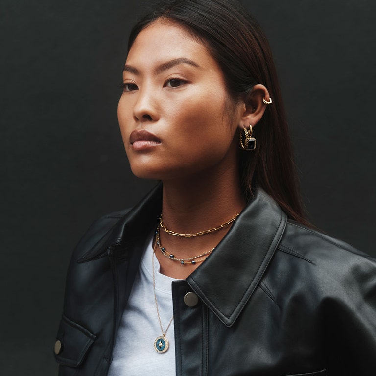 Ottima Black Onyx Slice Earrings in Yellow Gold Vermeil | Astley Clarke