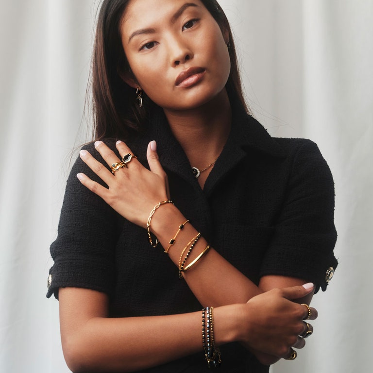 Ottima Black Onyx Tennis Bracelet in Yellow Gold Vermeil | Astley Clarke