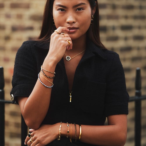 Gold Ottima Black Onyx Tennis Bracelet 