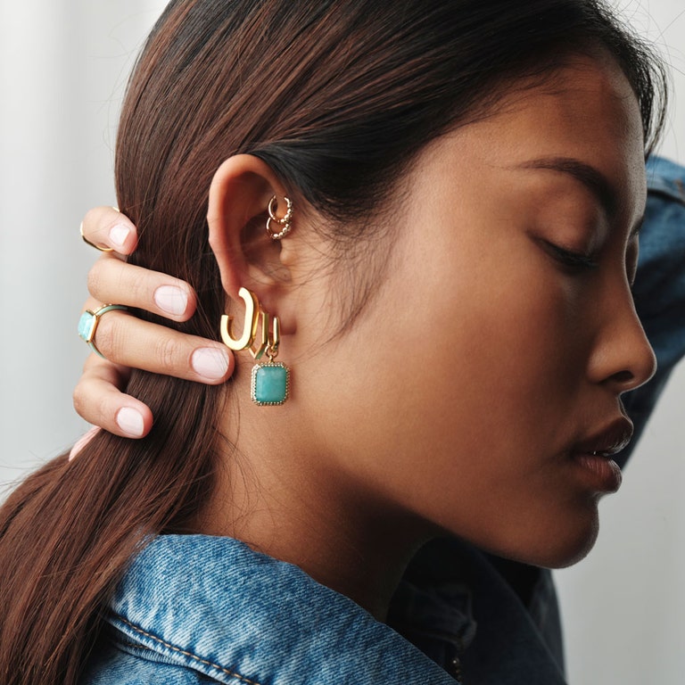 Ottima Amazonite Slice Earrings in Yellow Gold Vermeil | Astley Clarke